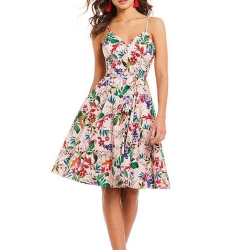 Gianni Bini Pink Floral Stripped Dress